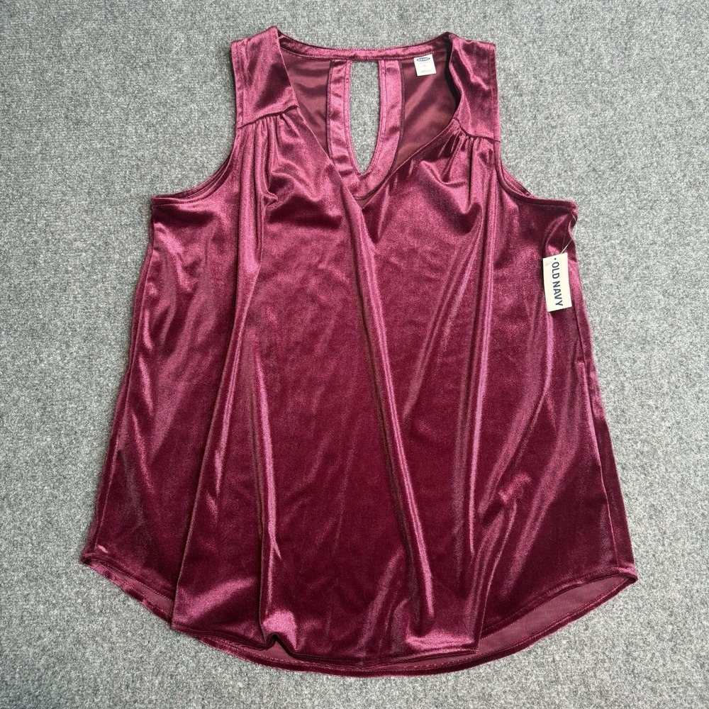 Women's Old Navy Sleeveless Burgundy Velvet Tank Top Size Medium